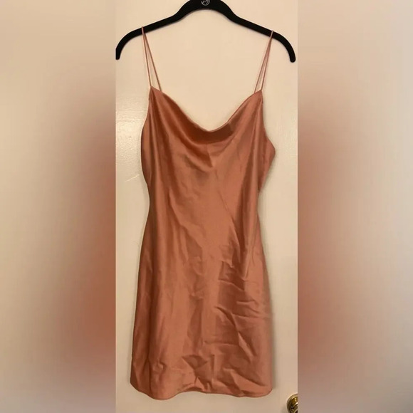 Alice + Olivia Harmony Draped Satin Crepe Mini Dress Rose Size 4 - Picture 4 of 7